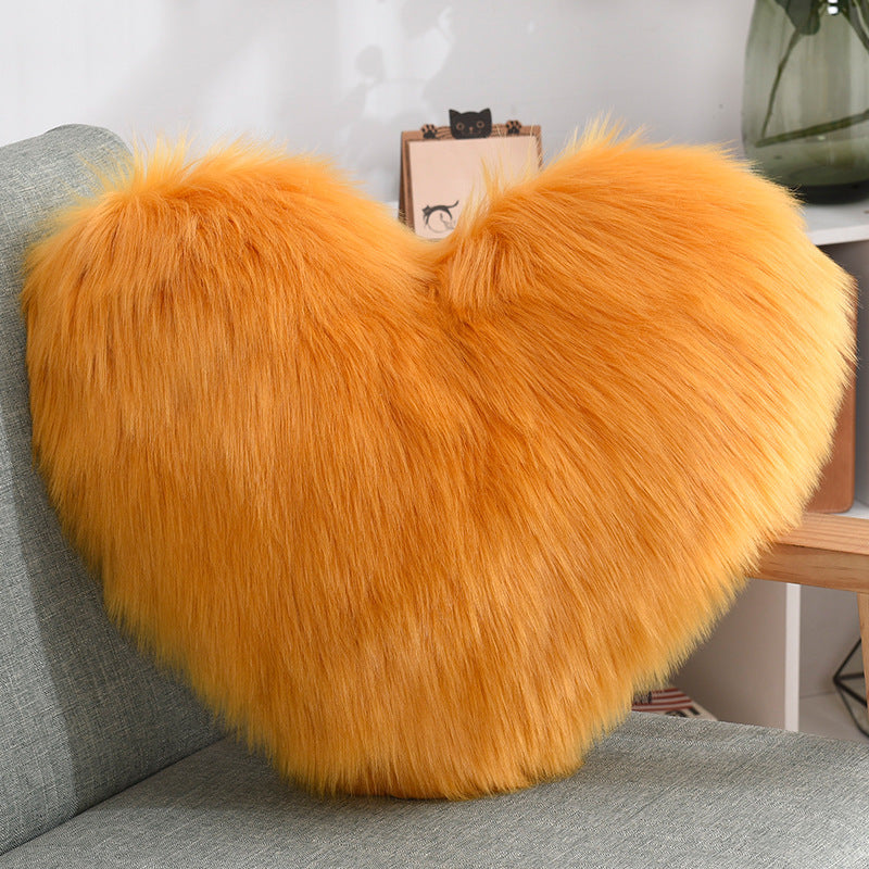 Coussins décoratifs en forme de cœur, longs, en peluche douce et moelleuse, housses de coussin pour canapé, taies d'oreiller blanches.