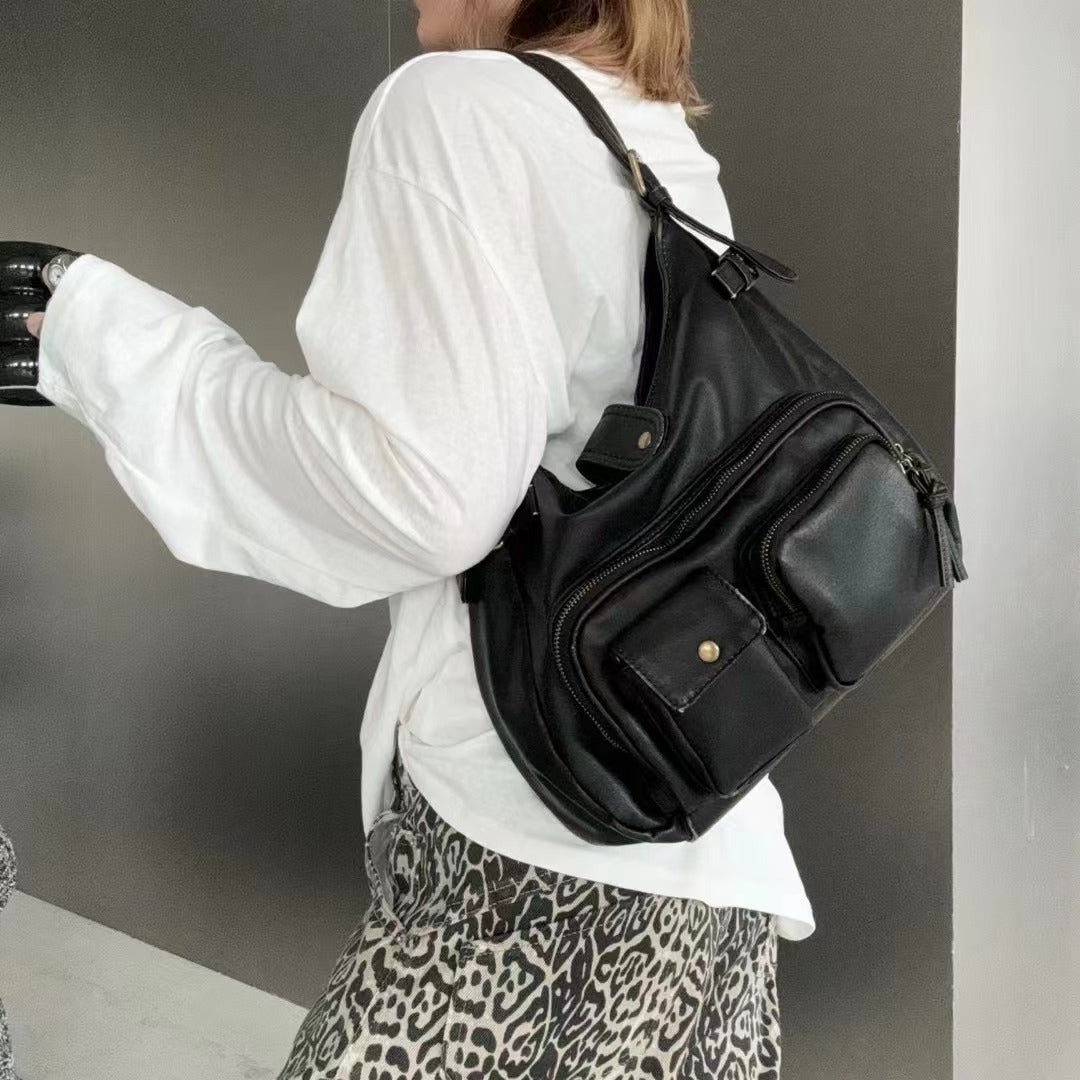 Sac de moto multi-poches en texture rétro de haute qualité