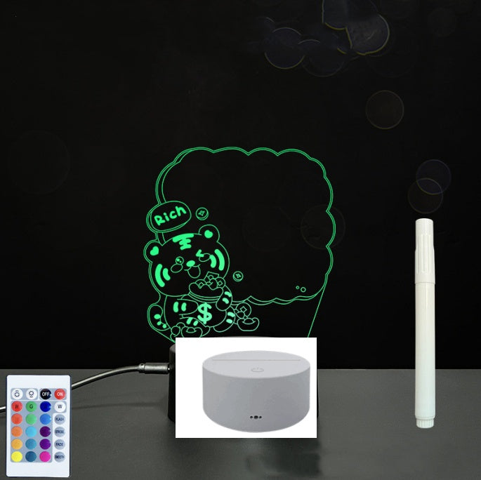 Tableau de message en acrylique 3D avec écriture à la main et lumière LED