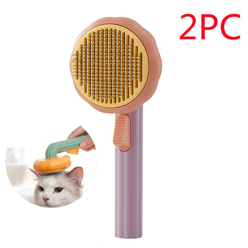 Nouvelle brosse pour chat à poils, vente chaude, peigne en acier inoxydable à main, auto-nettoyant, boucleur pour l'élimination des poils.