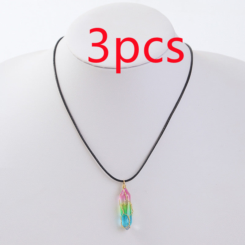 Collier géométrique transparent en cristal de diamant pour femme