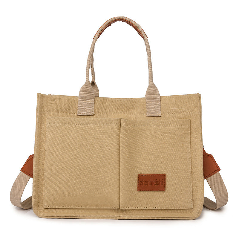 Sac fourre-tout en toile décontracté pour femme, sac à bandoulière, sac de maman, grande capacité, messager, multi-poches, sac à main chic et réutilisable