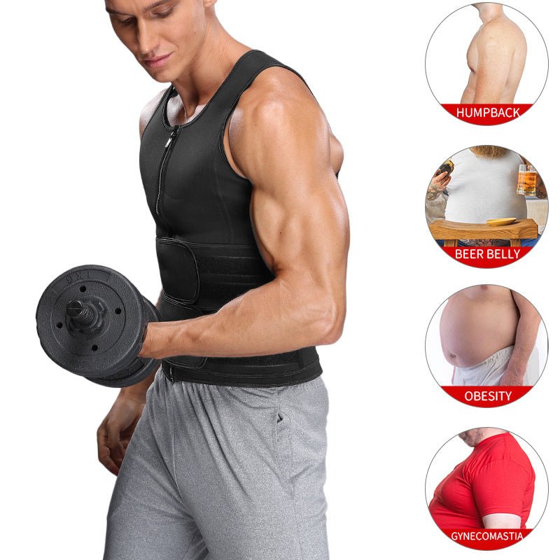 Gilet de sudation pour homme, vêtement de fitness, ceinture de sudation, double ceinture, corset, haut gainant - KaoKao