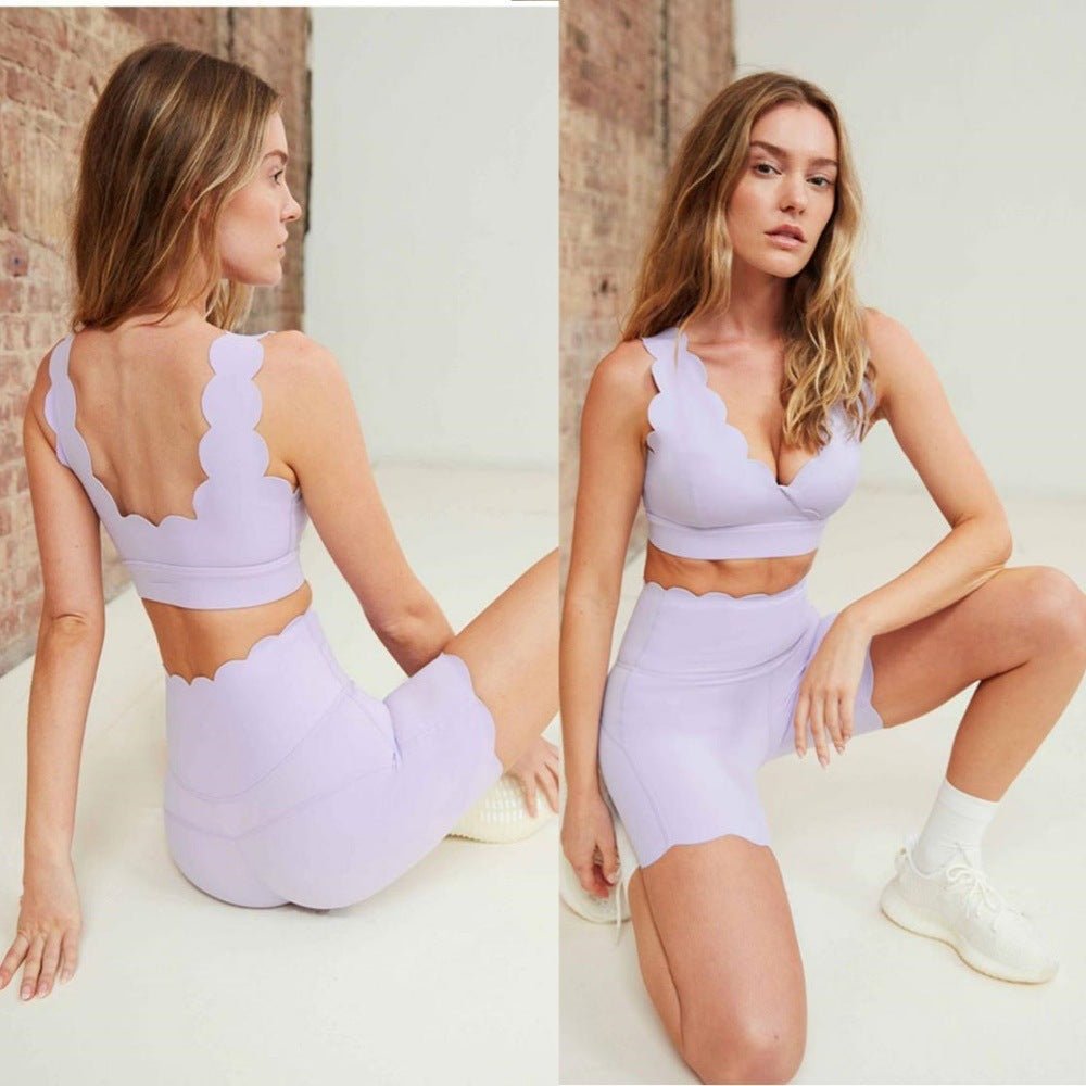 Gilet de yoga croisé en V profond, short de sport, vêtements de yoga - KaoKao