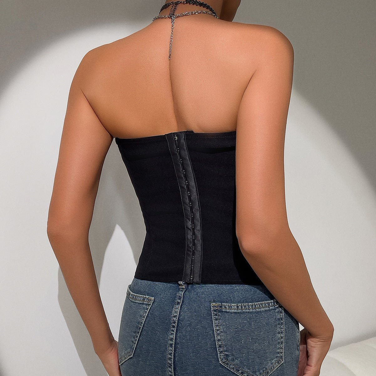 Haut bandeau Y2K avec faux nœud, gilet tendance de couleur unie pour femmes - KaoKao