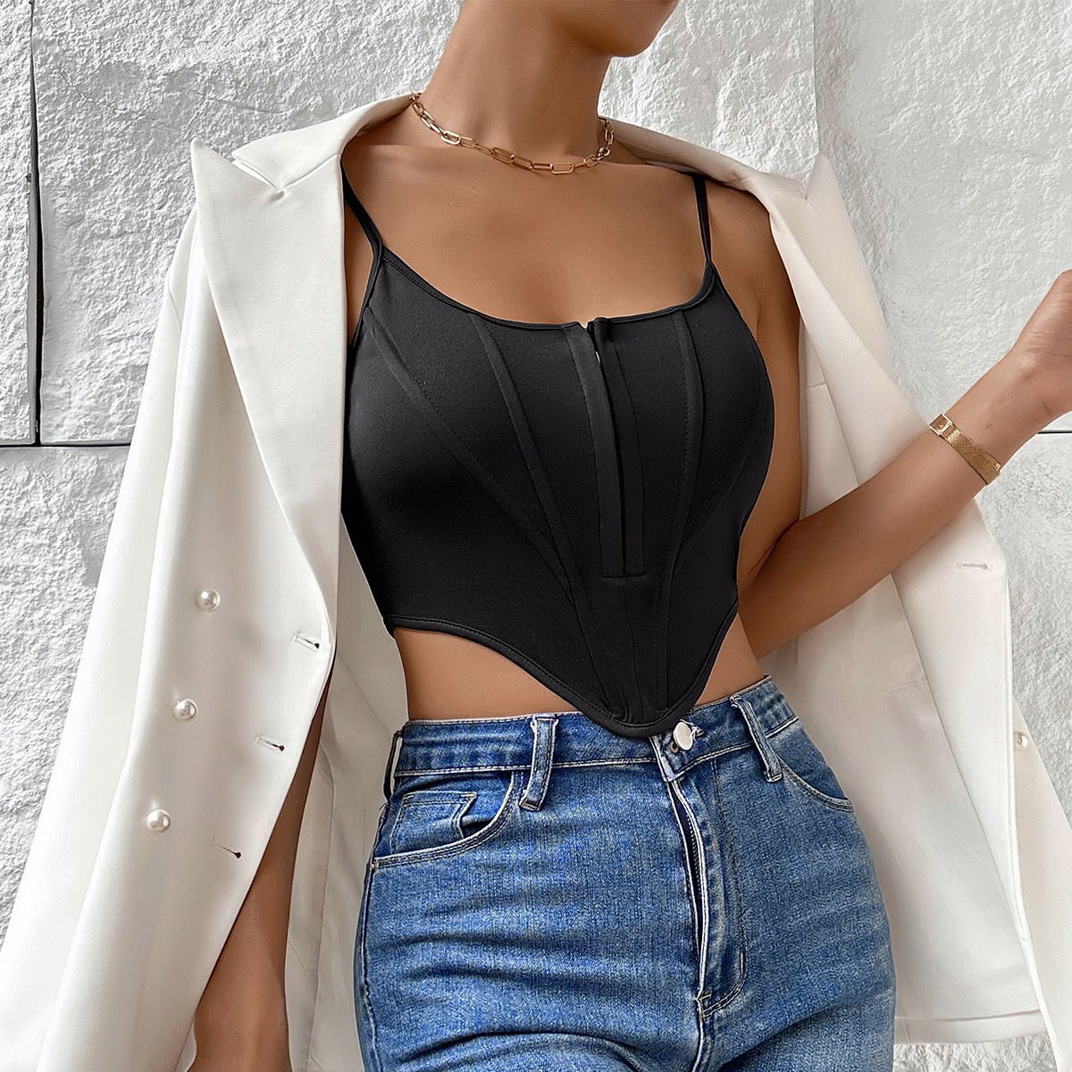 INS – Débardeur court à bretelles simples, débardeur slim à la mode pour l'été, vêtements pour femmes - KaoKao