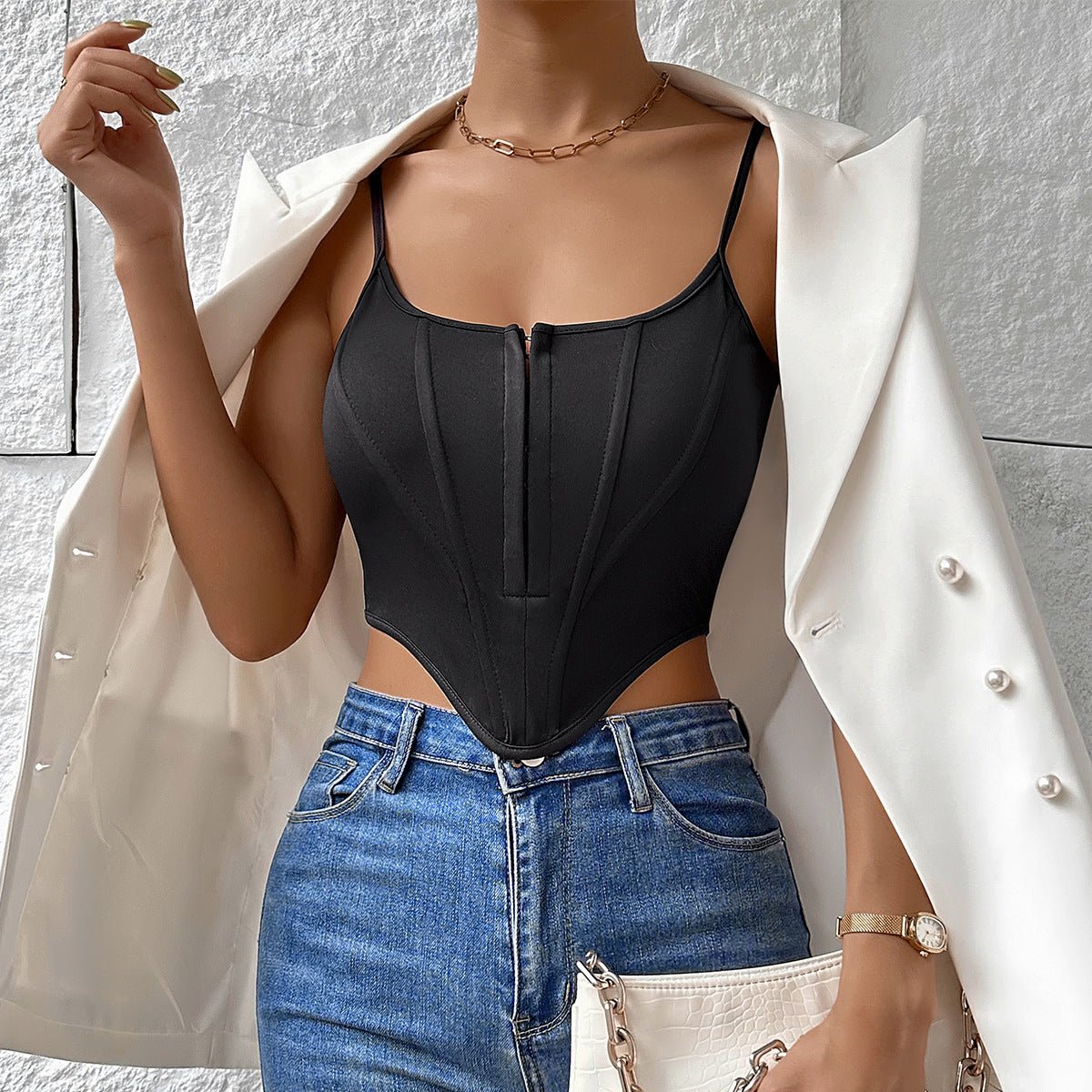 INS – Débardeur court à bretelles simples, débardeur slim à la mode pour l'été, vêtements pour femmes - KaoKao