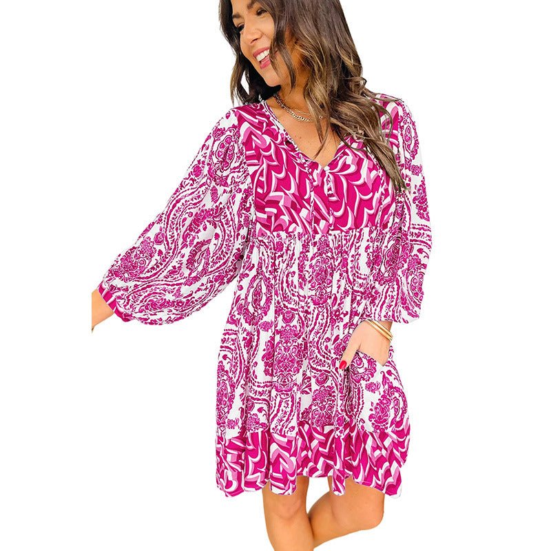 Jupe courte imprimée multi - poches pour femme, style européen et américain, idéale pour toutes les occasions - KaoKao