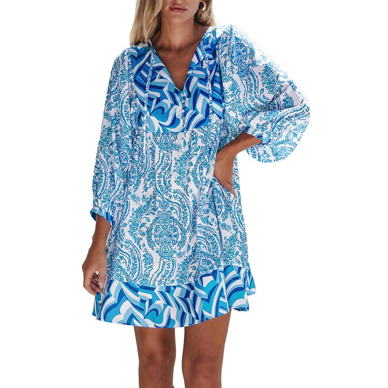 Jupe courte imprimée multi - poches pour femme, style européen et américain, idéale pour toutes les occasions - KaoKao
