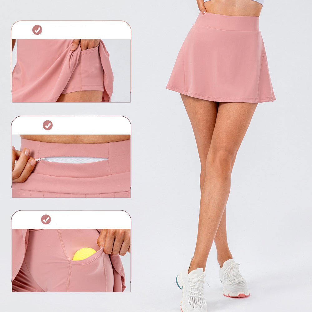 Jupe de tennis plissée de haute qualité avec poche zippée pour femme - KaoKao