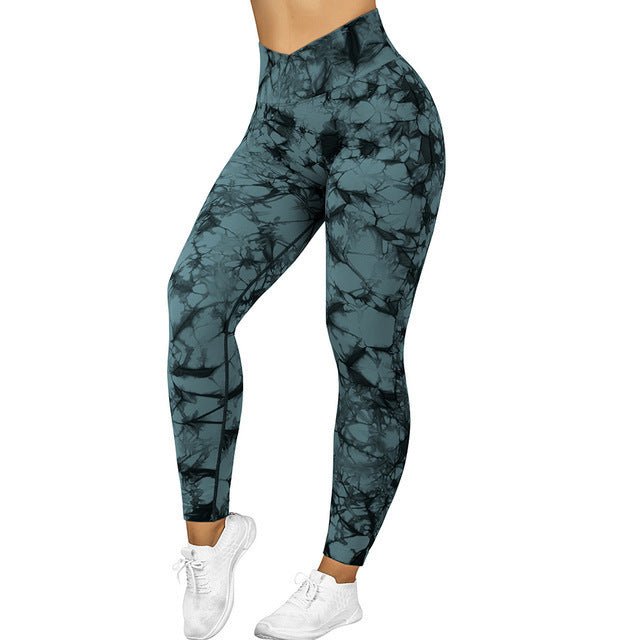 Leggings sans couture tie - dye pour femmes, pantalons de yoga push - up, leggings de sport, fitness, course à pied, gym - KaoKao