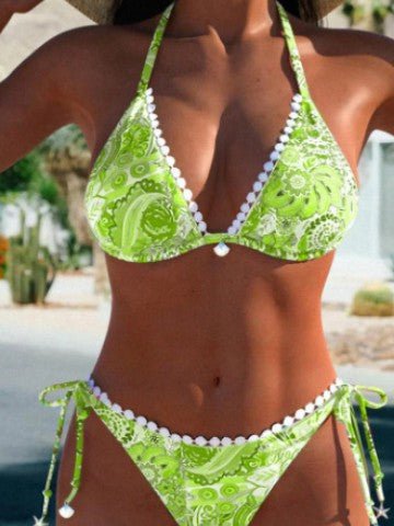 Maillot de bain bikini fendu pour femme imprimé attache - KaoKao