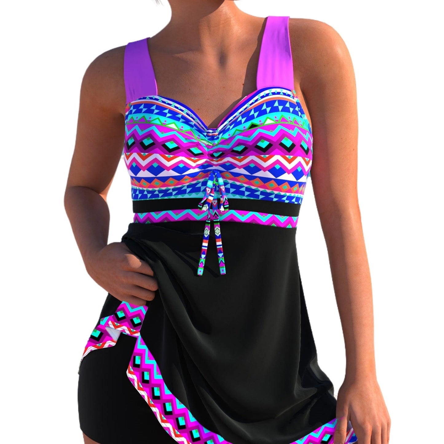 Maillot de bain bikini grande taille à jupe fendue et séchage rapide pour femme - KaoKao