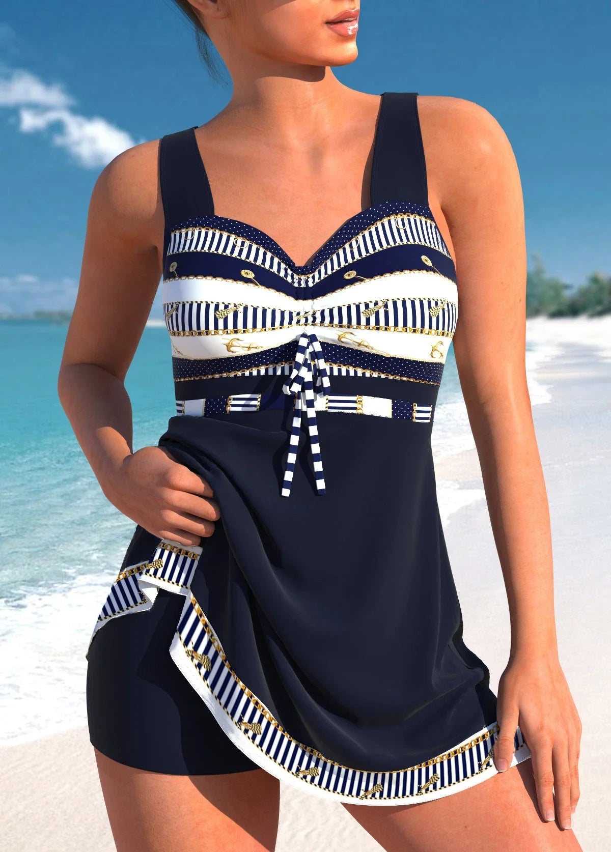 Maillot de bain bikini grande taille à jupe fendue et séchage rapide pour femme - KaoKao