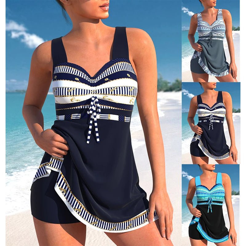 Maillot de bain bikini grande taille à jupe fendue et séchage rapide pour femme - KaoKao