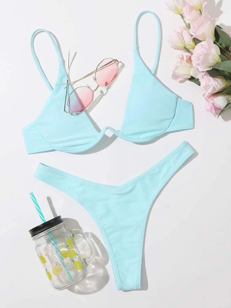 Maillot de bain de couleur unie avec support en acier européen et américain - KaoKao