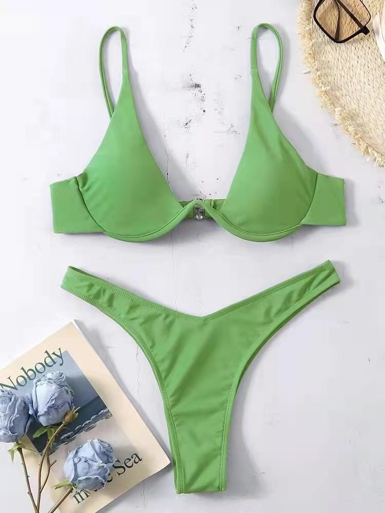 Maillot de bain de couleur unie avec support en acier européen et américain - KaoKao