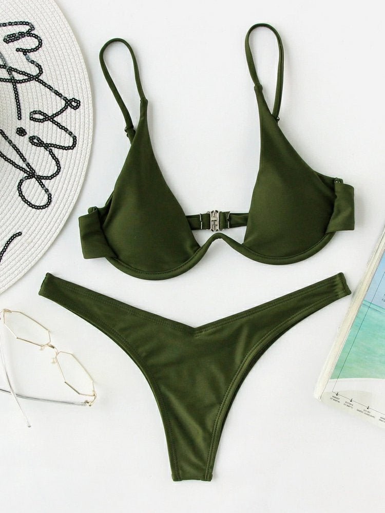Maillot de bain de couleur unie avec support en acier européen et américain - KaoKao