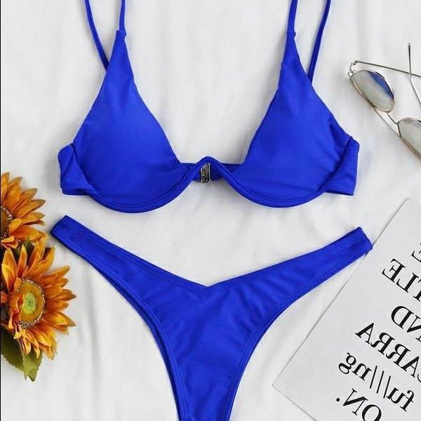 Maillot de bain de couleur unie avec support en acier européen et américain - KaoKao