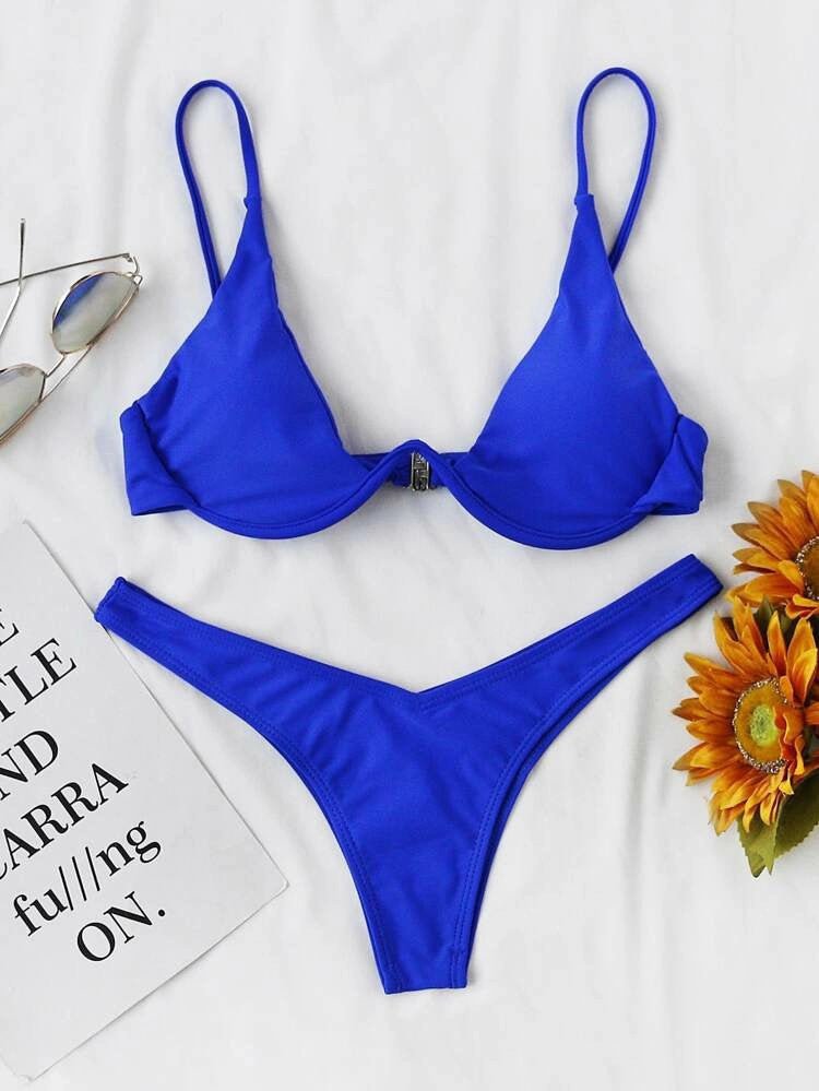 Maillot de bain de couleur unie avec support en acier européen et américain - KaoKao