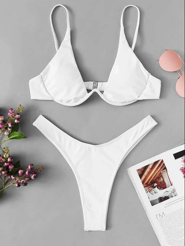 Maillot de bain de couleur unie avec support en acier européen et américain - KaoKao