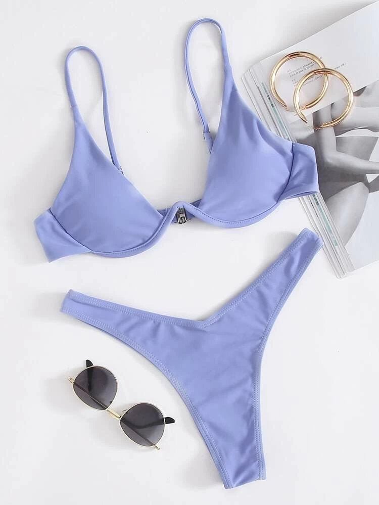 Maillot de bain de couleur unie avec support en acier européen et américain - KaoKao