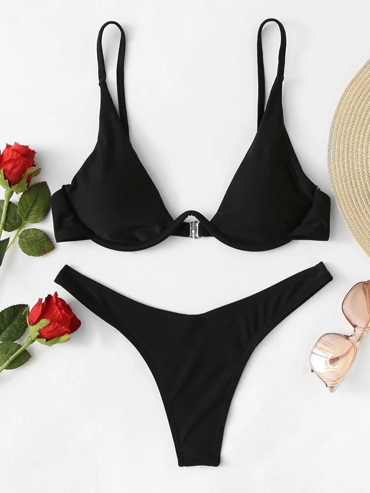 Maillot de bain de couleur unie avec support en acier européen et américain - KaoKao