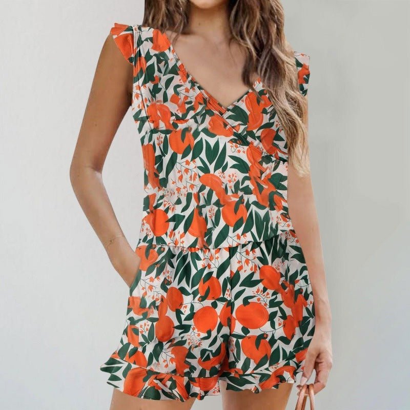 Maillot de bain imprimé feuilles de lotus, couleur unie, coupe ajustée, tendance, pour femmes - KaoKao