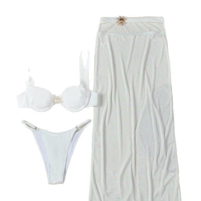Maillot de bain trois pièces à bandes et bikini fendu - KaoKao