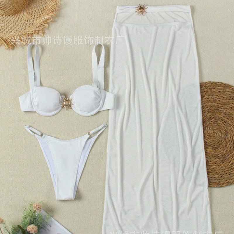 Maillot de bain trois pièces à bandes et bikini fendu - KaoKao