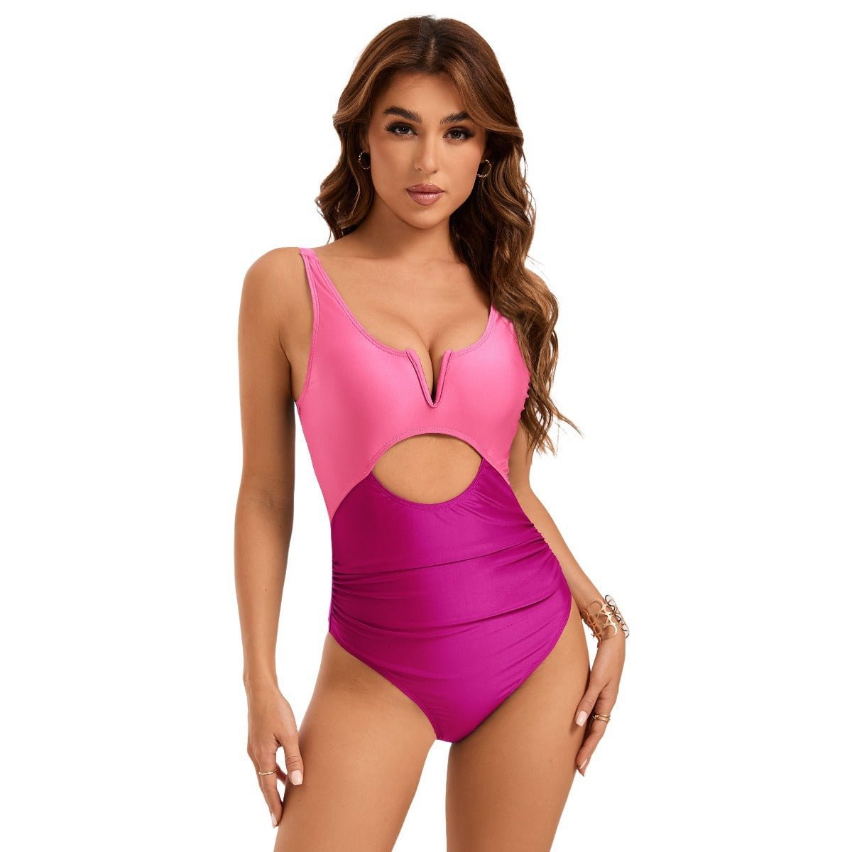Maillot de bain une pièce dos nu creux à support en V pour femme - KaoKao