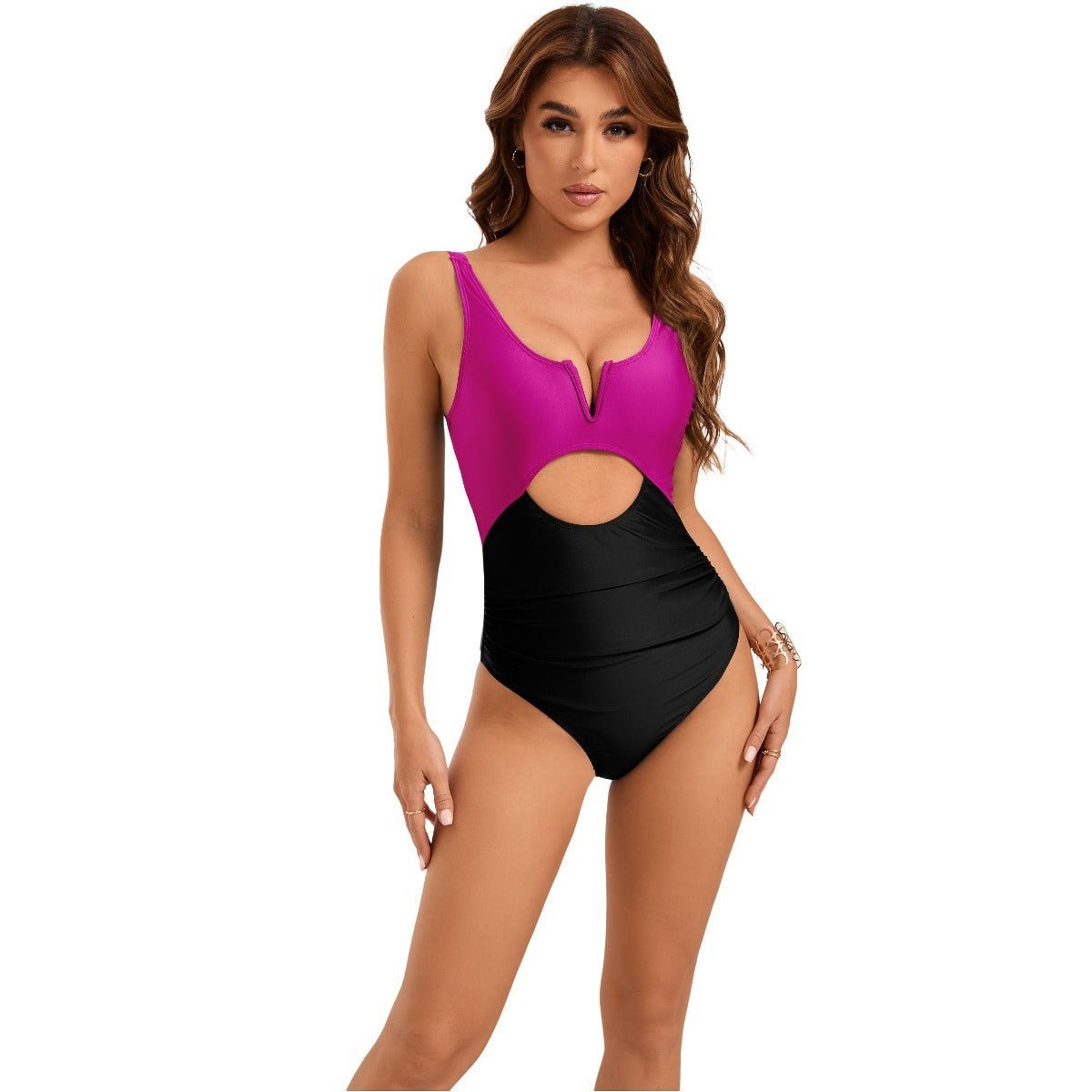 Maillot de bain une pièce dos nu creux à support en V pour femme - KaoKao