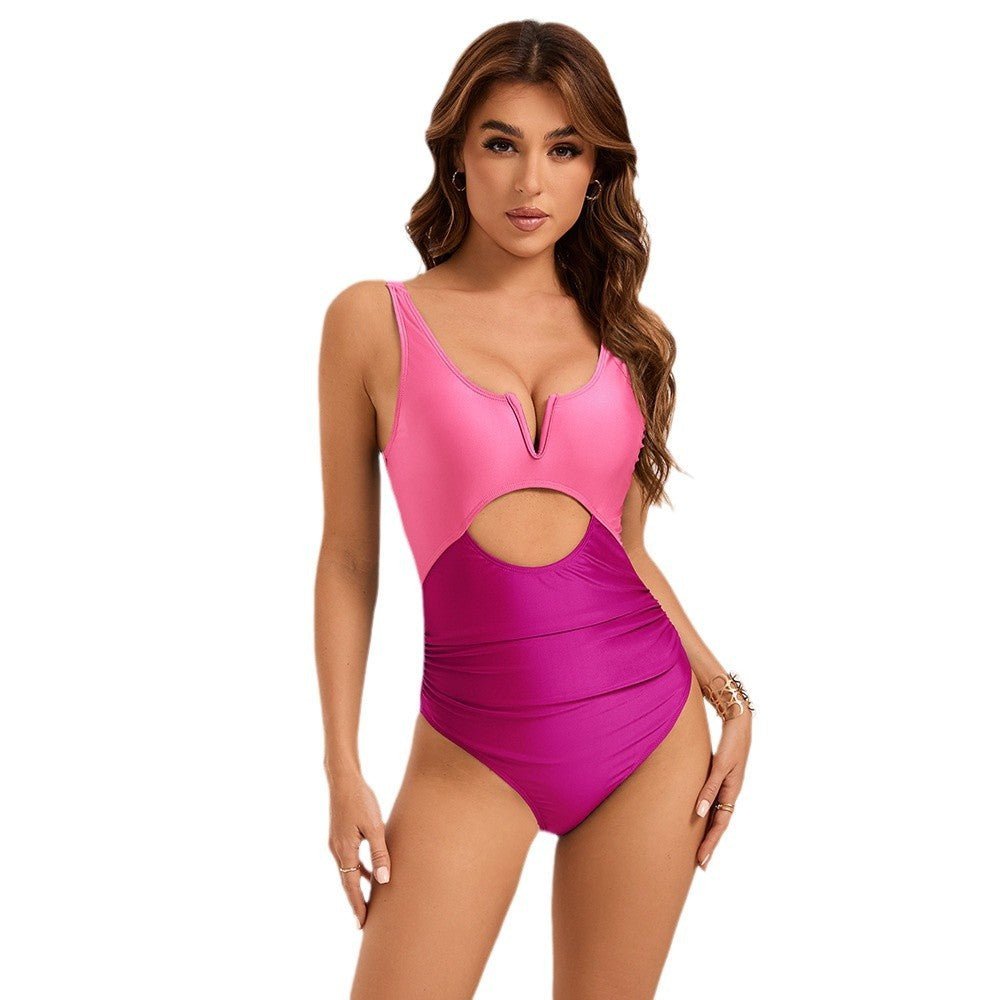 Maillot de bain une pièce dos nu creux à support en V pour femme - KaoKao