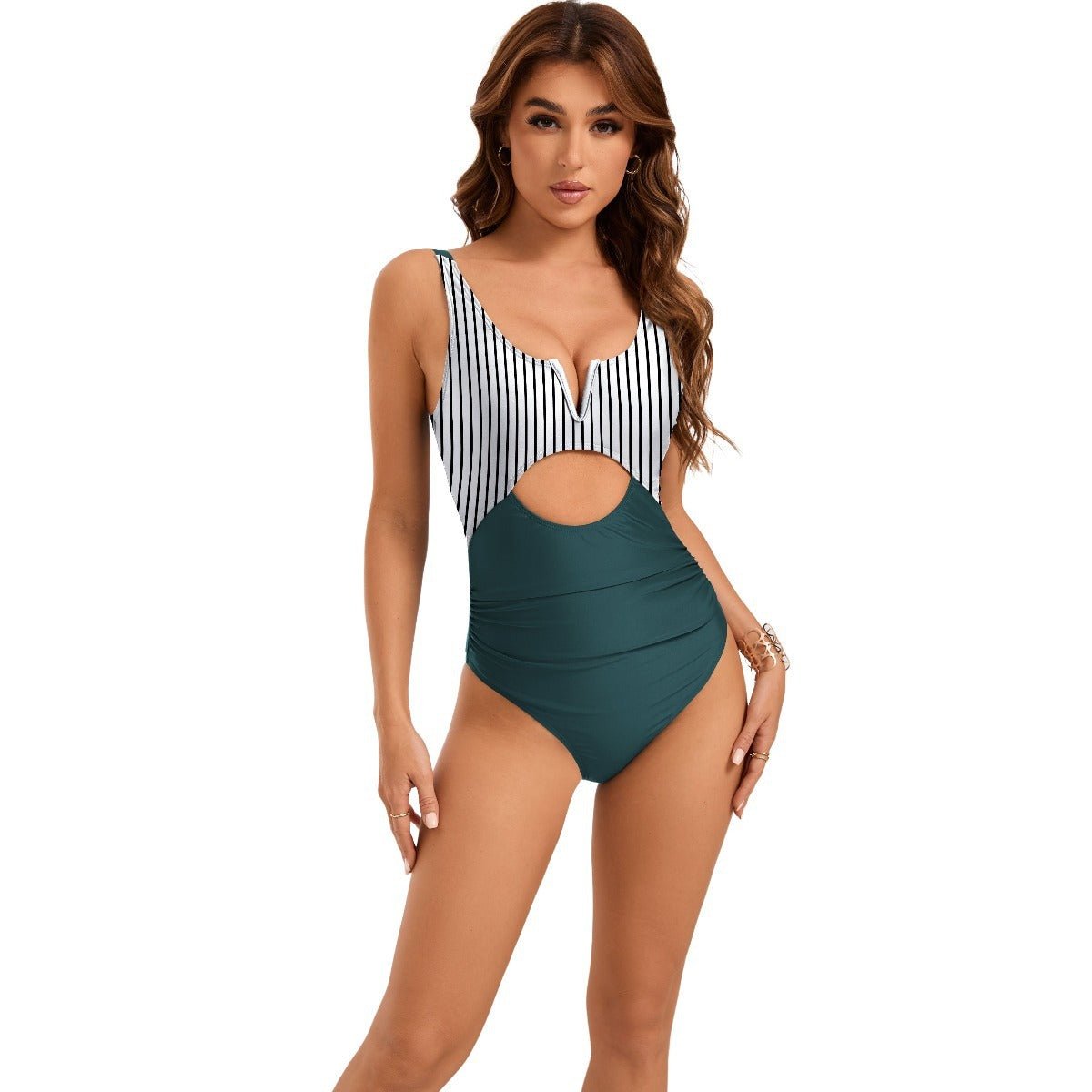 Maillot de bain une pièce dos nu creux à support en V pour femme - KaoKao