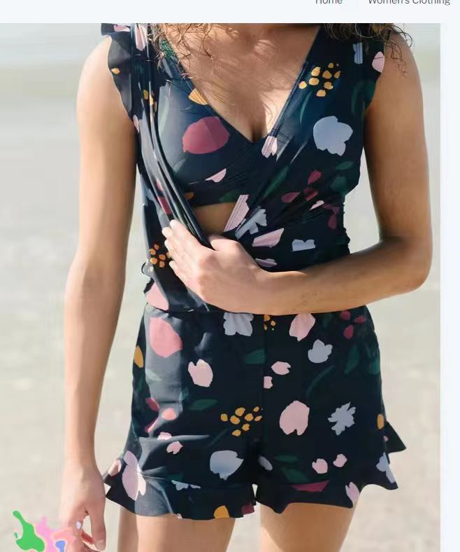 Maillot de bain une pièce imprimé boxer Hot Spring avec soutien - gorge intégré, style européen et américain - KaoKao