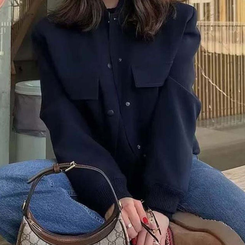 Manteau veste femme à col montant et grandes poches - KaoKao