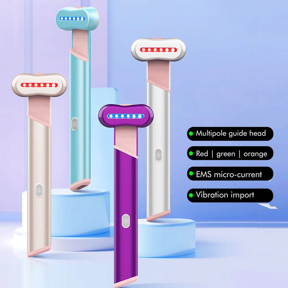 Masseur électrique pour les yeux à 4 couleurs, lumière rouge et bleue, instrument d'embellissement des yeux, massage thérapeutique du visage par chaleur - KaoKao