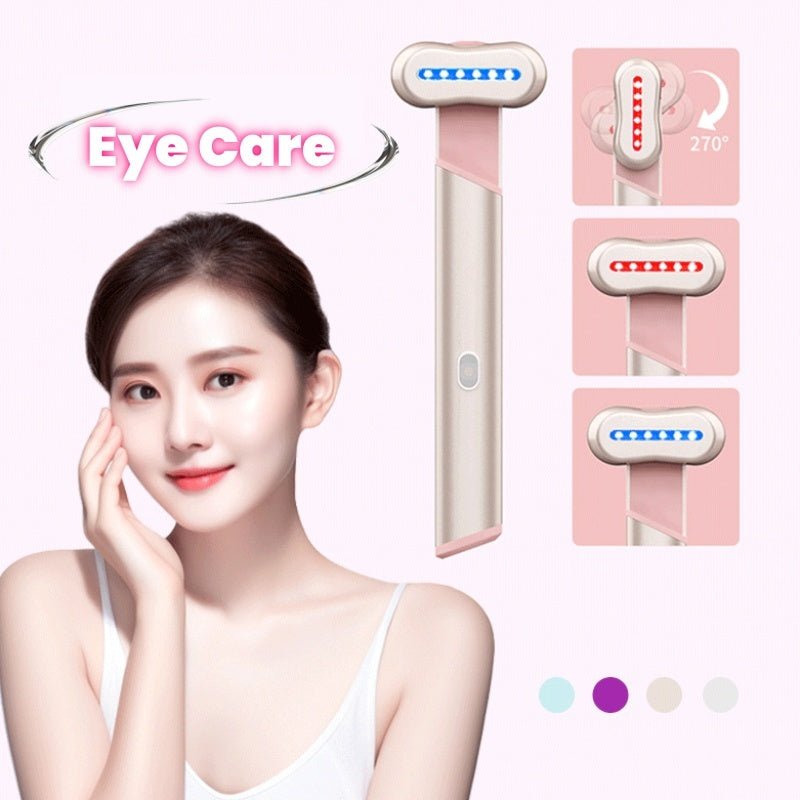 Masseur électrique pour les yeux à 4 couleurs, lumière rouge et bleue, instrument d'embellissement des yeux, massage thérapeutique du visage par chaleur - KaoKao