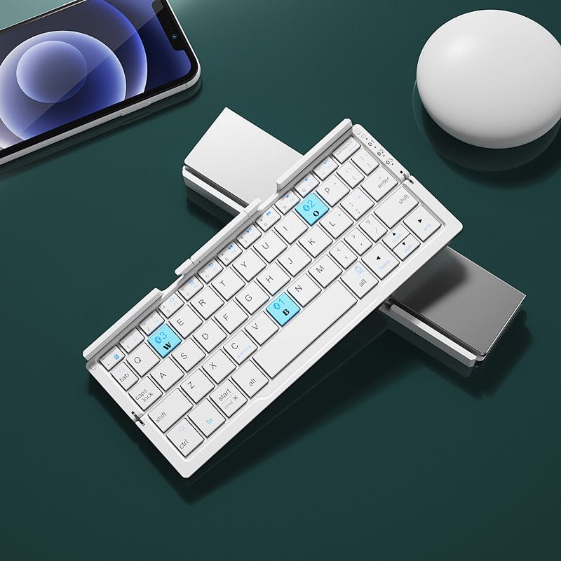 Mini clavier Bluetooth pliable sans fil, support pour 3 appareils avec support, clavier pliable rechargeable pour téléphone et tablette - KaoKao