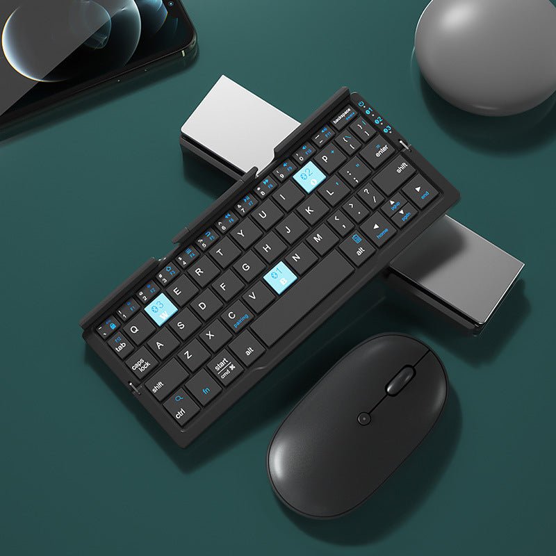 Mini clavier Bluetooth pliable sans fil, support pour 3 appareils avec support, clavier pliable rechargeable pour téléphone et tablette - KaoKao