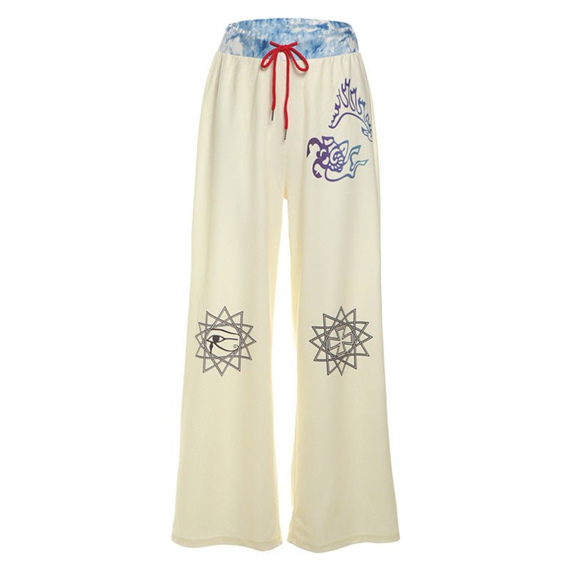 Pantalon de sport ample et polyvalent à imprimé graffiti contrasté et tendance - KaoKao