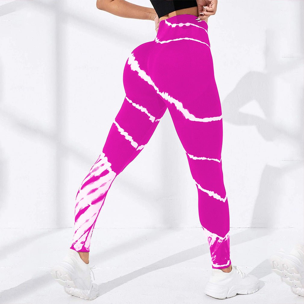 Pantalon de yoga sans coutures à rayures tie - dye pour le sport et le levage des hanches - KaoKao