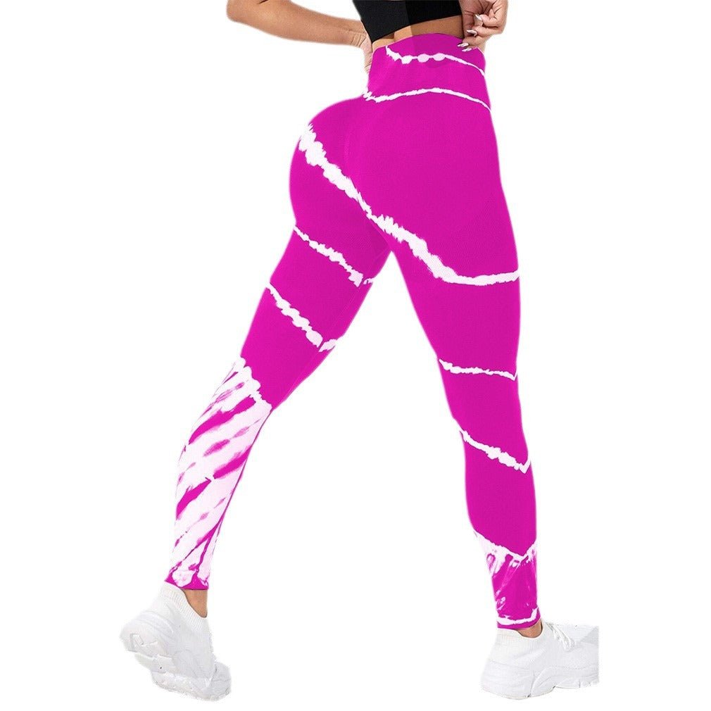 Pantalon de yoga sans coutures à rayures tie - dye pour le sport et le levage des hanches - KaoKao