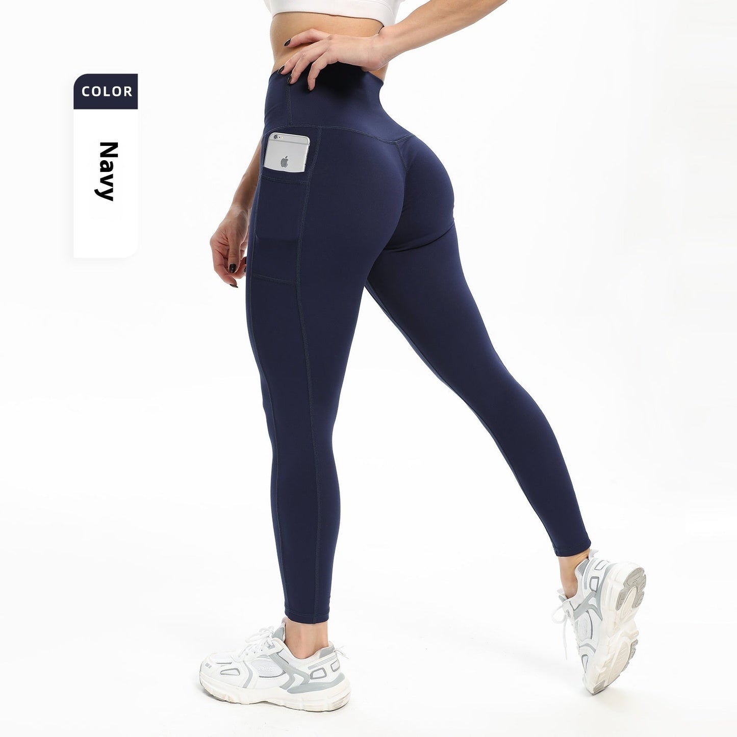 Pantalon de yoga taille haute pour femme, coupe slim, avec poches - KaoKao