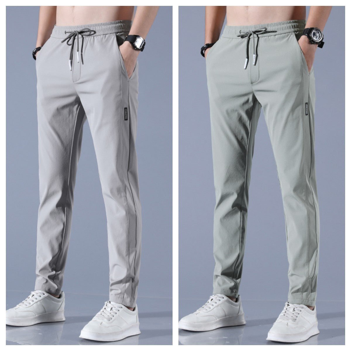 Pantalon en soie glacée pour homme, pantalon d'été fin et décontracté, ample, droit, respirant - KaoKao