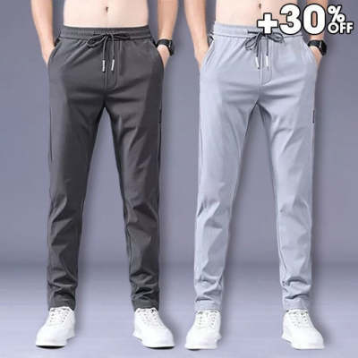 Pantalon en soie glacée pour homme, pantalon d'été fin et décontracté, ample, droit, respirant - KaoKao