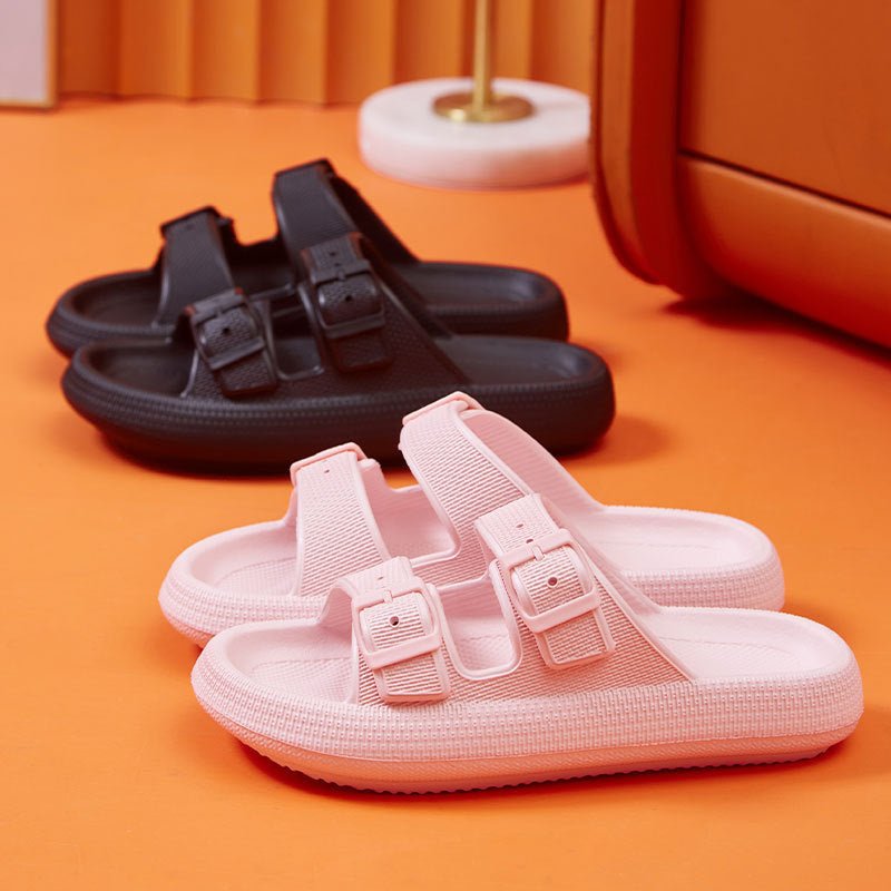 Pantoufles à plateforme pour femmes, chaussures d'été à boucle pour la maison, sandales à semelle souple, vêtements d'extérieur à la mode - KaoKao