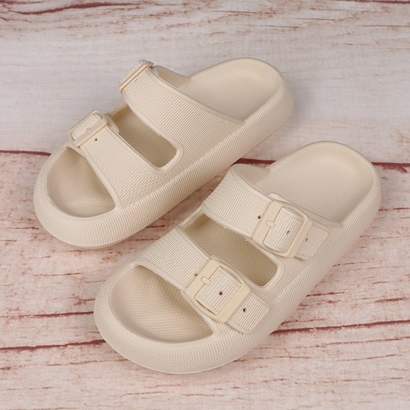 Pantoufles à plateforme pour femmes, chaussures d'été à boucle pour la maison, sandales à semelle souple, vêtements d'extérieur à la mode - KaoKao