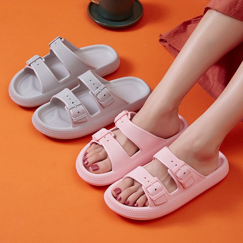 Pantoufles à plateforme pour femmes, chaussures d'été à boucle pour la maison, sandales à semelle souple, vêtements d'extérieur à la mode - KaoKao