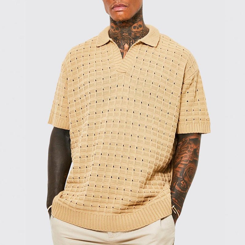 Pull décontracté à manches courtes en tricot pour homme - KaoKao